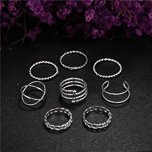 Bohemian Oxidised Rings Combo - Set of 8 Rings