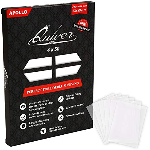 Quiver Time 200 Apollo Clear Japanese Card Sleeves fits Yu-Gi-Oh! Cards and Other TCG Cards - Ultra Transparent Small Trading Card Sleeve Card Protector Sleeves (62 x 89 mm)