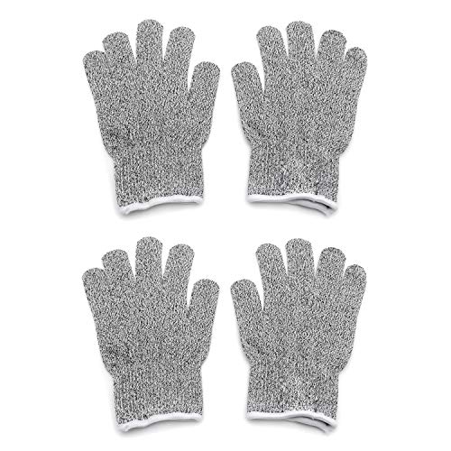 HTTMT- 2Pair L Cut Resistant Gloves For Meat Cut GardeningWood Carving Food Grade Level 5 Protection [P/N: ET-TOOL032-L X2-GRAY ]