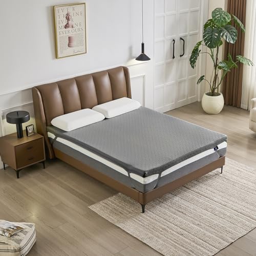 KaforizonZzz 3 Inch Memory Foam Mattress Topper Twin Size - CertiPUR-US Certified - Gel Cooling Mattress Pad with Removable Bamboo Cover,Bed Topper for Pressure Relief(White) (Gray, Twin)
