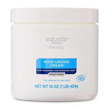 Equate Beauty Moisturizing Cream with Ceramides and Hyaluronic Acid, Fragrance Free, For Normal to Dry Skin, 16 oz
