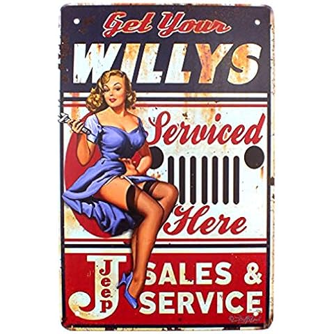 Tin Metal Sign Plaque Bar Pub Vintage Retro Wall Decor Poster Home Club Tavern Wall Door (30 x 20 cm) - UK Company (360 - Willys Serviced Here) Cover