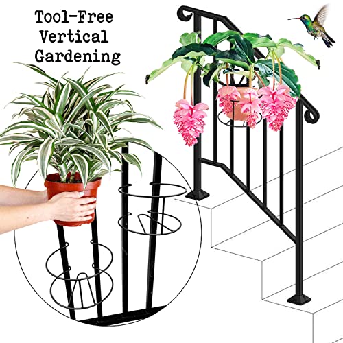 Floating Garden Railing Planter Shelf For Balcony Deck Porch Patio And Indoor Houseplants-Remarkable Gardening Gifts For Women-1.25"-1.5" Spindle #TOP4
