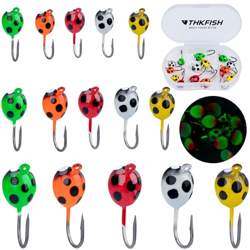THKFISH Ice Fishing Jigs Kit, Jigs Heads for Ice Fishing Gear, Ice Fishing Lures for Panfish,...