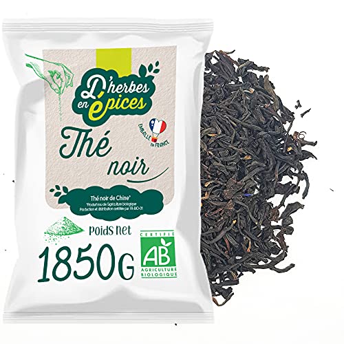 D'HERBES EN EPICES | Té negro orgánico en hojas enteras | 1850g | Té negro chino a granel | Orgánico certificado y…