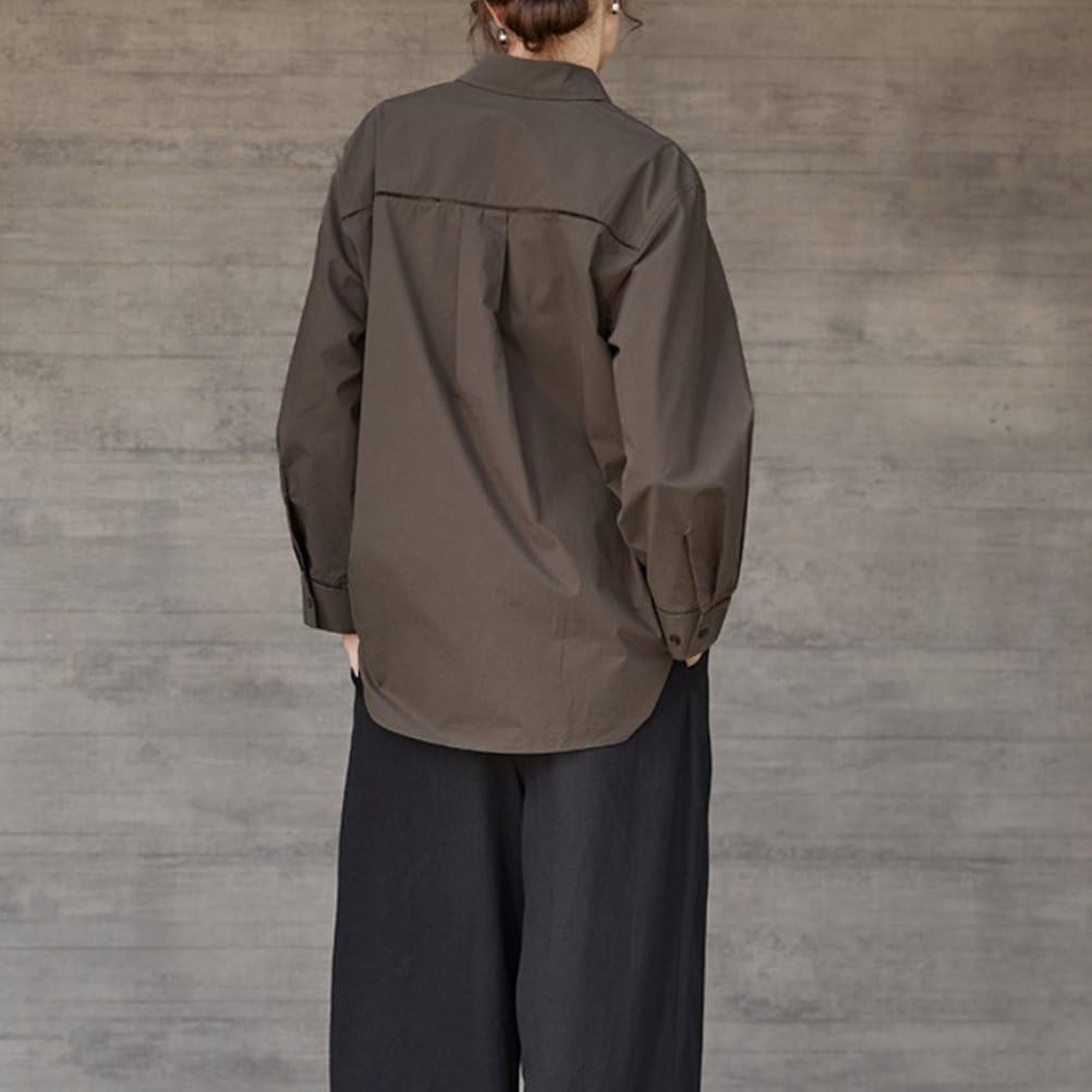 Chemises Décontractées Pour Femmes En Coton À Col Revers Oversize Ajourées Couleur Unie Légères Style Boyfriend
