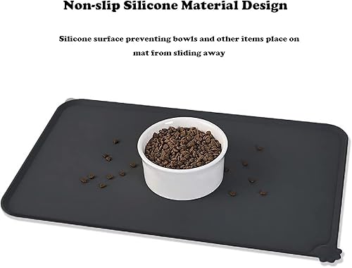 Miniatura 14 de LSilicone - Tapete de alimentación para mascotas, impermeable, para perros y gatos, bordes elevados para evitar derrames, bandeja individual