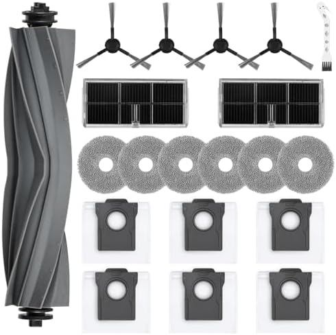 20 Stück Zubehör für Dreame L10s Ultra Gen 2 / L40 Ultra AE(A) Saugroboter | für Dreame L10s Pro Ultra Heat / Mova E30 Ultra, 1 Hauptbürste, 6 Staubbeutel, 6 Wischtücher, 2 Filter,