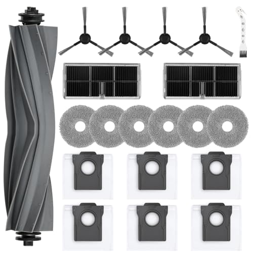 20 Stück Zubehör für Dreame L10s Pro Ultra Heat / L10s Ultra Gen 2 Saugroboter, Ersatzteile Set mit 1 Hauptbürste, 6 Staubbeutel, 6 Wischtücher, 4 Seitenbürsten, 2 Filter, 1 Reinigungsbürste