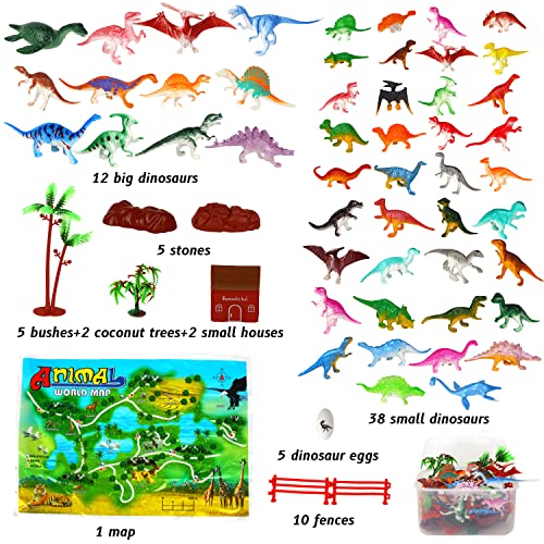 Lomimos 80Pcs Dinosaur Figures Set,With Storage Box Assorted Miniature Realistic Animal Figurines Model Cake Topper Decoration For Children Kid Birthday Christmas Educational Learning Party #TOP1