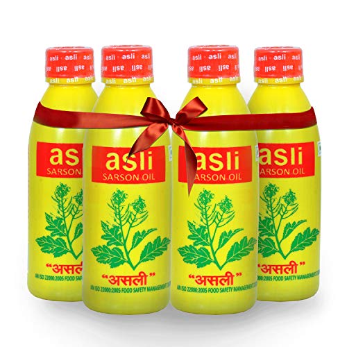 Image of Asli Kachi Ghani Mustard Oil- 200 Ml x 4 | Pack of 4 |