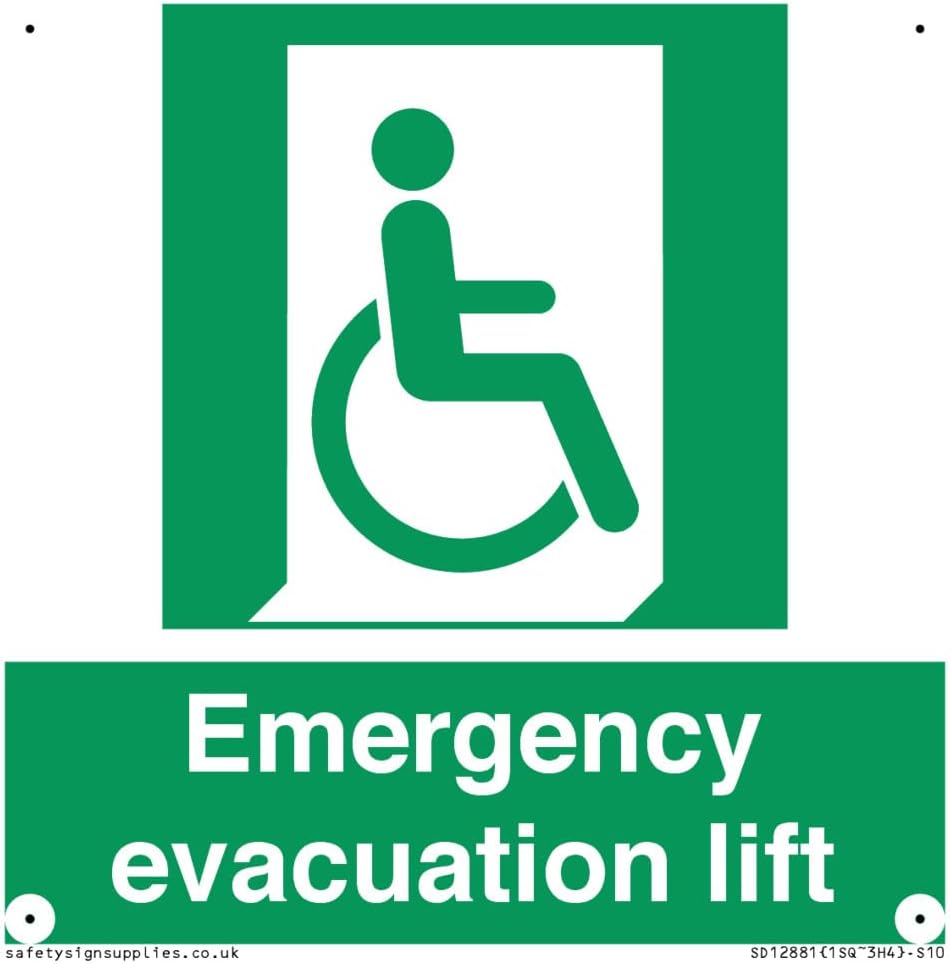 Emergency evacuation lift Sign - 100x100mm - S10