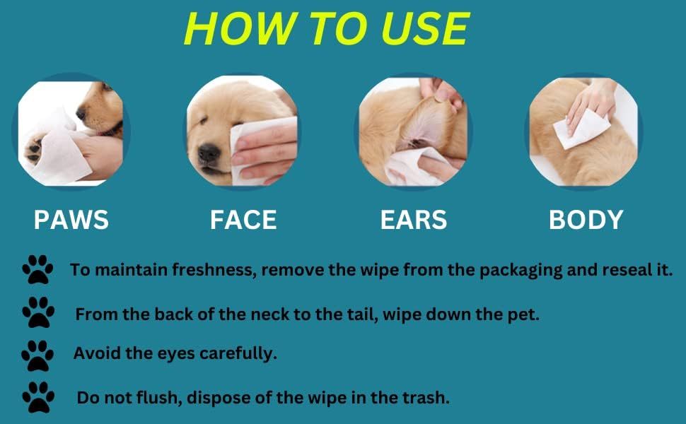 Pet Care Eco-Friendly Pet Wipes 100% Biodegradable • Fragrance-Free Grooming Wet Wipes for Dog | Cat | Puppies | Rabbit | Small Pets, All Life of Stage 100 Count in Per Pack (Pack Of1)