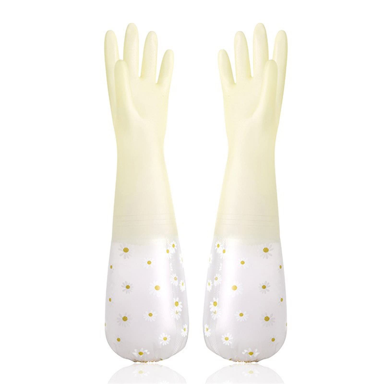 Guantes domésticos de lavado de caucho impermeable Waterproof Rubber Kitchen Cleaning Washing Household Extended Durable Household Dishwashing Gloves(Roze)