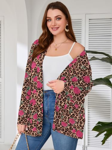Image of AusLook Plus Size Lightweight Cardigans for Women Open Front Pockets Jacket