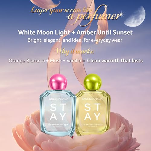 Image of FACES CANADA STAY White Moon Light Eau de Parfum for Women, 50ml | Long-Lasting Fresh Floral Perfume with Litchi, Peach & Jasmine | Elegant Daily Scent | Gifts for Women | Premium Fragrance
