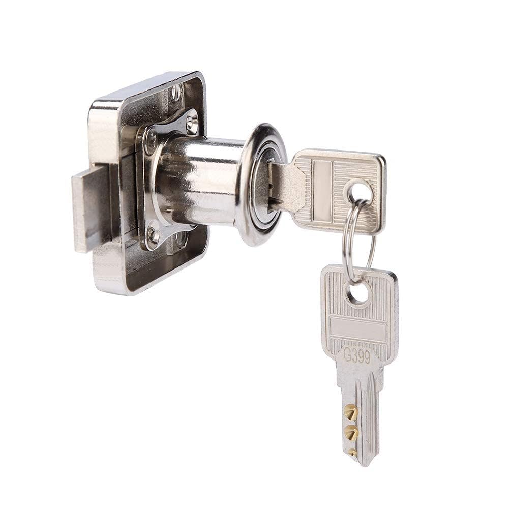 2 pcs Cylinder Cupboard Drawer Lock Zinc Alloy Cabinet Deadbolt Lock Square Base Screw Fixed Furniture Security Lock (1)