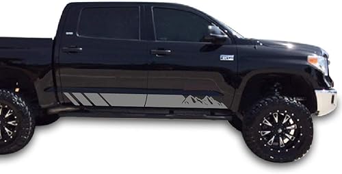 Juego de calcomanías de rayas laterales de montaña compatible con Toyota Tundra 2007-2023 (plateado)