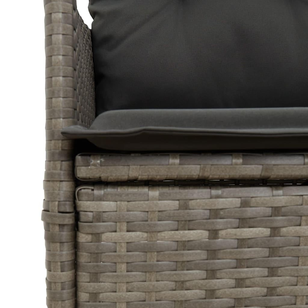 vidaXL Garten Essgruppe 9-TLG., Gartenmöbel Set mit Kissen, Gartengarnitur Tisch 8 Stühle, Sitzgruppe für Terrasse Garten, Grau Poly Rattan