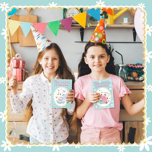 Image of Tea Party Coloring Books for Kids 24Pcs Bulk Tea Time Themed Mini Coloring Booklet DIY Art Drawing Book with Teapots Cups for Toddlers Kids Classroom Birthday Party Favors Goodie Bag Filler