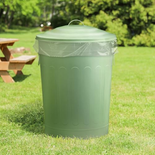 Image of Plexon 13 Gallon Metal Trash Can with Lid Outdoor Vintage Trash Can Steel Retro Garbage Can for Kitchen Farmhouse Rustic Bird Seed Storage Pet Food Cute Bucket, Green 6 Pack
