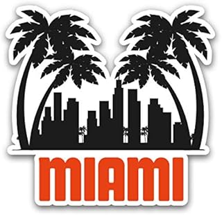 Miami Florida Skyline - 3" Vinyl Sticker - for Car Laptop Water Bottle Phone - Waterproof Decal