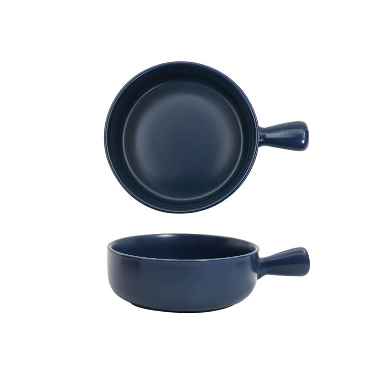OLSKFUH Kitchen 500Ml Oven Baked Rice Bowl Ceramic Fruit Salad Baking Single Handle Pan Household Breakfast Plate Cooking,Blue