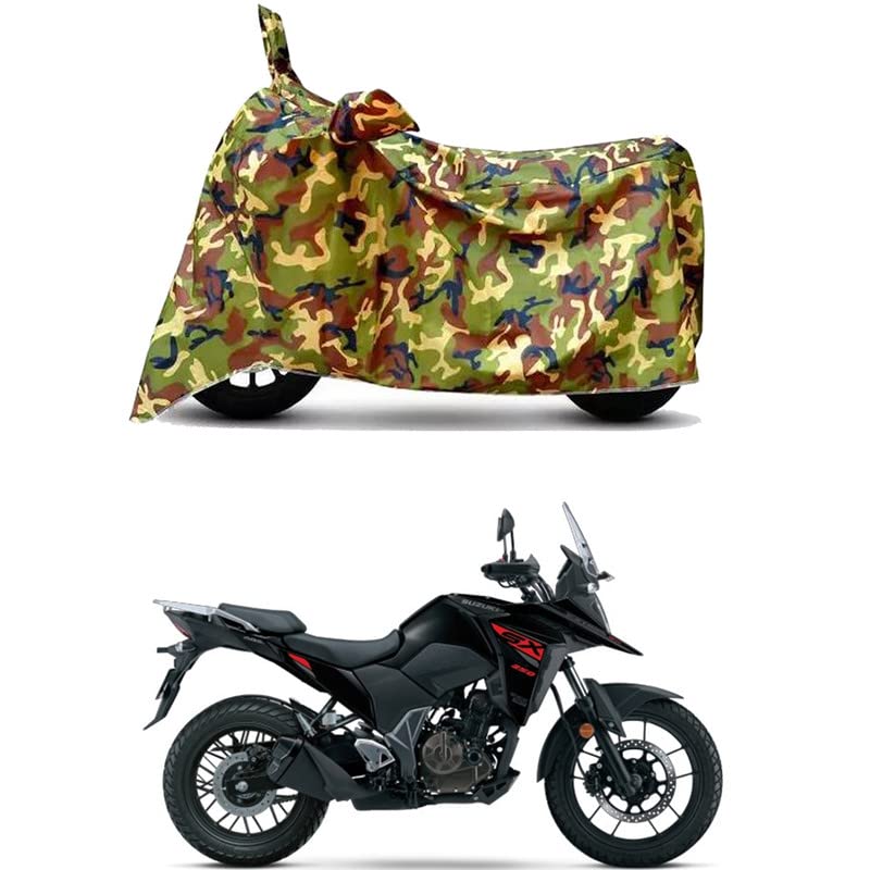 Image of Waterproof 100% PVC Coated Full Bike Scooty Two Wheeler Body Cover Compatible for Suzuki V-Strom SX /UV-Rays /Heat Protection /Birds Dropping /Scratchproof /Dust Proof [6X6 Jungle Print]
