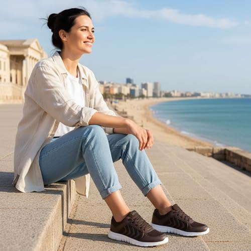 Image of DUOYANGJIASHA Lightweight Walking Shoes for Women: Comfortable & Breathable Mesh Fashion Sneakers for Daily Wear - Casual Non Slip Tennis Shoes for Workout Gym Travel