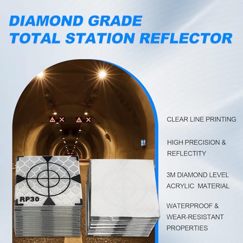 Image of 30X30MM 100PCS Reflector Targets for Total Stations Paste Up Reflector, Survey Target Mark with Black Triangle Reflective Sheet for Total Stations,White