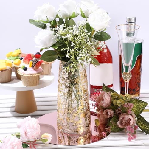 Image of Thyle 12 Pcs 10 Inch Acrylic Round Mirrors for Tables Centerpieces Circle Mirrors Candle Plates for Wall Wedding Table Centerpieces for Baby Shower Party, Thickness 1 mm (Rose Gold)