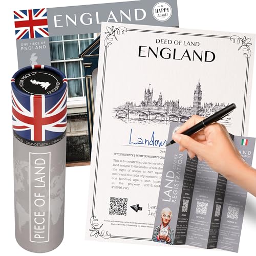British Gifts for Women an Men | Real Piece of England | Highly Unique English Themed Gifts | Blank Certificate to Write in The Name of Your Choice | London Gift Ideas | British Christmas Gifts