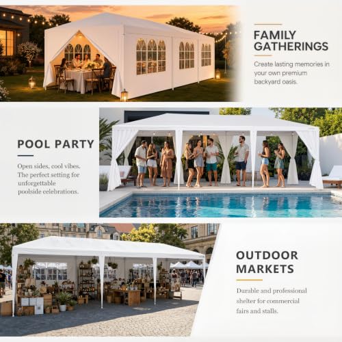 Image of HOTEEL Party Tent 10x30FT, Large Outdoor Canopy Tent, White