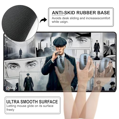Image of Vintage Gangster Mouse Pad 18x36 Inch 3mm Extended Gaming Desk Mat with Anti-Slip Rubber Base Mousepad for Smooth Surface Desk pad for PC & Laptop Use Waterproof & Stiched (Multicolour) Deskpad