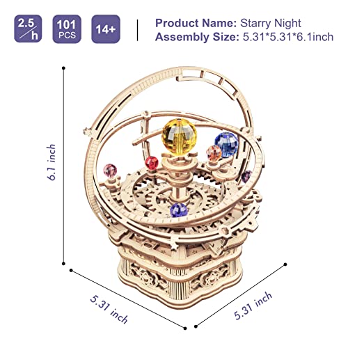 Rowood Music Box 3D Puzzles For Adults, Diy Wooden Mechanical Building Model Kits, Gift For Teens Kids On Children's Day/Birthday/Christmas - Starry Night #TOP4