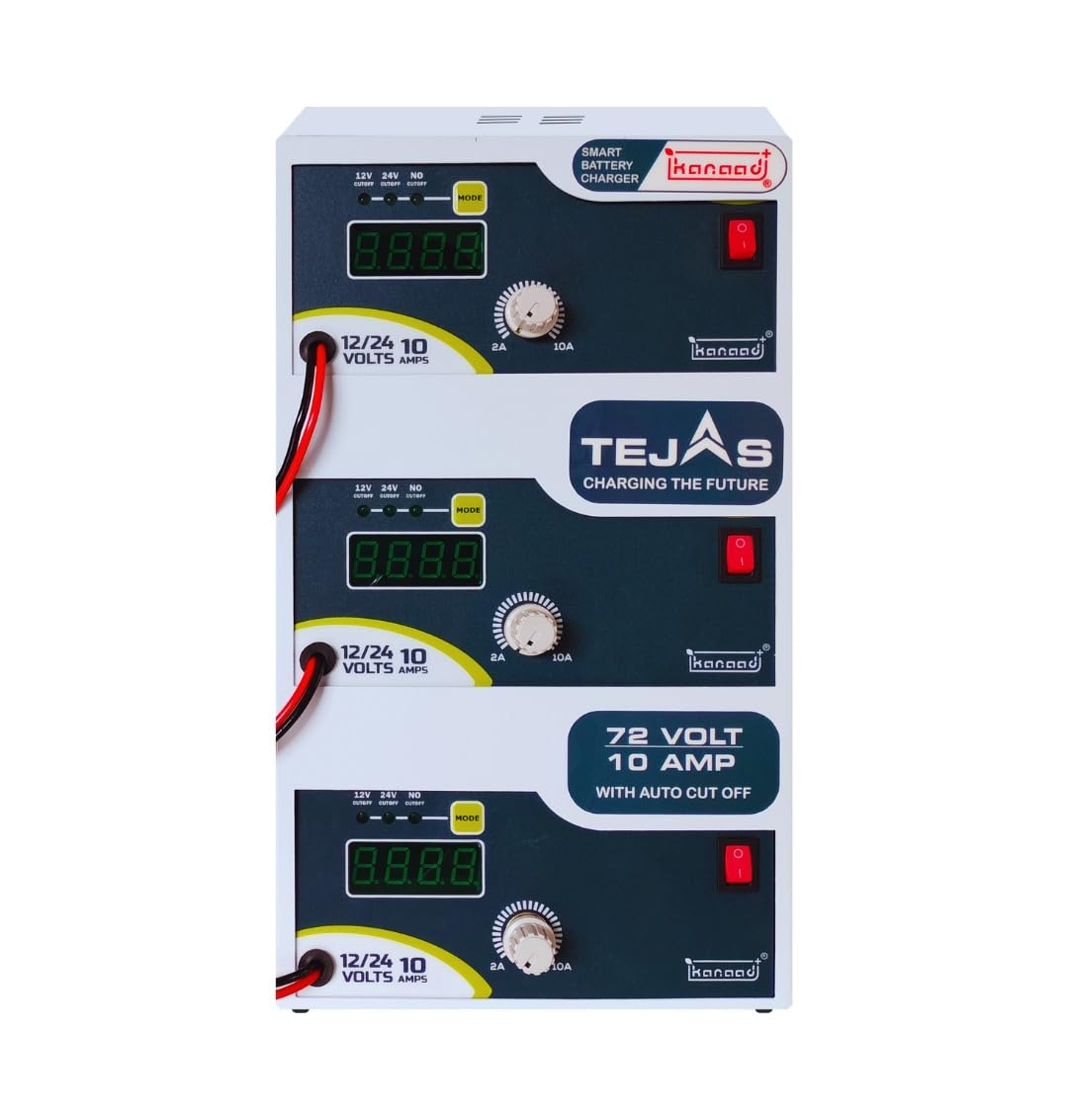 Shakti Smart Battery Charger, 12-24V, 10A, for Lead Acid Car and Inverter Batteries with Automatic Battery Selection, Reverse Polarity Protection, Digital Display (Tejas 72V 10AMP)-image-12
