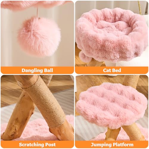Árbol para gatos moderno de madera sólida resistente miniatura 4