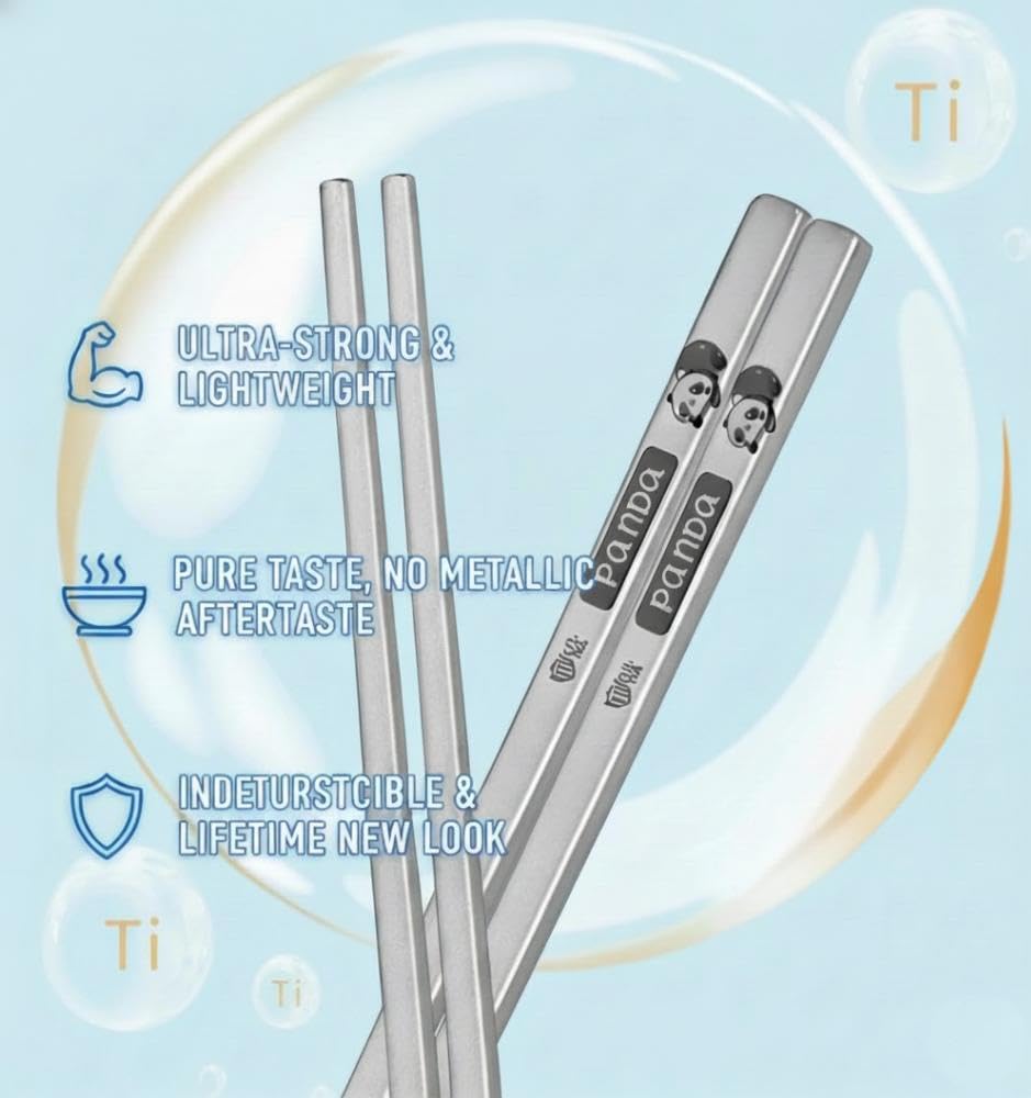 Titanium-plated stainless steel chopsticks with Training Helpers - Premium Reusable Non-Slip & Lightweight Metal Chopsticks Set, Dishwasher Safe, Furniture Kitchen Premium Gift Set (Silver） — Amazon image 8