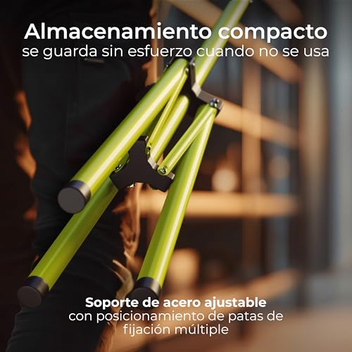 Foco LED de trabajo regulable IP65 con trípode multiposición cabezal único y cable largo 5