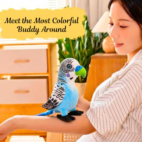 Image of Tickles Budgie Parrot Soft Stuffed Plush Bird Toy for Kids Boys & Girls Birthday Gifts (Size: 20 cm Color: Sky Blue)