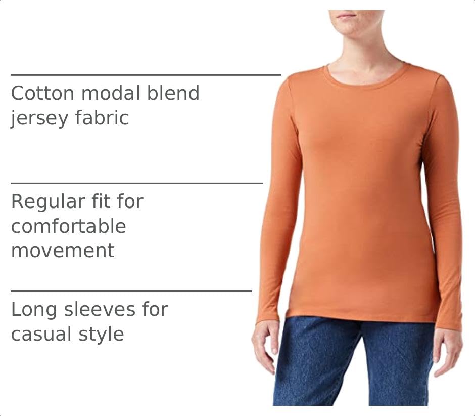 Image of Amazon Essentials Women's Regular-Fit Long-Sleeve Crewneck T-Shirt (Available in Plus Size)