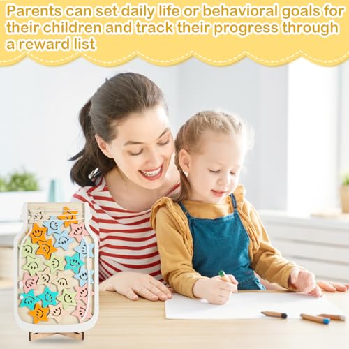 SUPRROW Belohnungsglas für Kinder,Belohnungsglas für Kinder mit 25 Sternen,Belohnungsglas Klassenzimmer,Reward Jar Lächelndes Gesicht,Star Reward Jars,für motivierende Verhaltensbelohnungen
