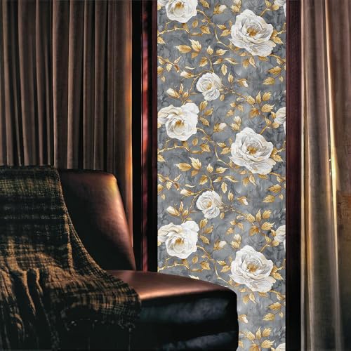 Vinilo decorativo para ventana 15.7x118 in gris y blanco miniatura 2