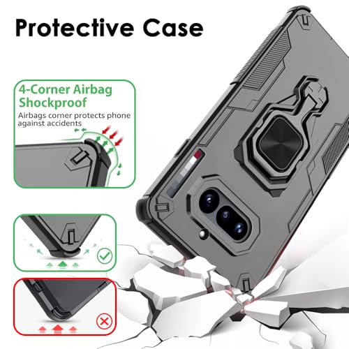 Image of TheGiftKart Tough Armor Bumper Back Case Cover for Nothing Phone 4a 5G | Ring Holder & Kickstand in-Built | 360 Degree Protection Back Case Cover for Nothing Phone 4a 5G (PC & TPU, Black)