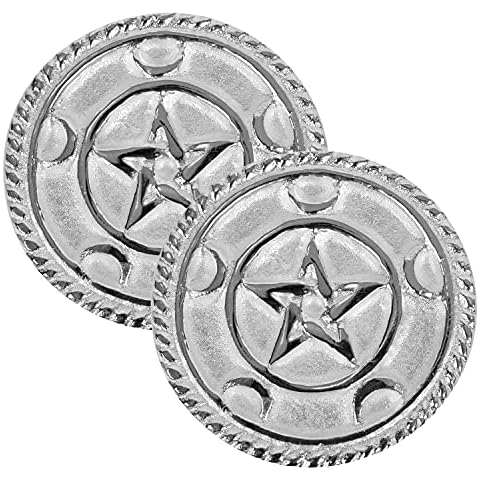 Altar Tile Silver Plated Round - 2 Pack - 3 Inches (Crescent Moon Pentacle) Cover