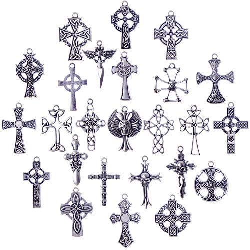 25 pcs Celtic Crosses Charms Assorted Pendants Jewelry Findings for Bracelets, Dangle Earrings, Necklace Jewelry Making