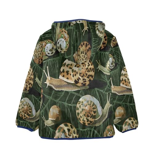 Snail Pattern on Green Toddler Fleece Jacket Girl Boys Hooded Fleece Jacket Coat Warm Outwear Zip-up 3-10T2