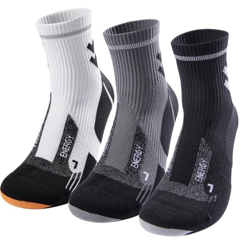 Fauzauk Laufsocken Herren Damen Wandersocken Sommer Kurze Atmungsaktive Anti-Blasen Sportsocken Kompressions Socken for Wandern Trekking Fahrrad 3 Paar