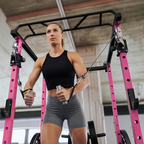 Image of RitFit Multi-Function Garage & Home Gym Package Includes 1200LBS Power Cage PPC03 /P3 with Cable Crossover System, Weight Bench, Olympic Barbell Weight Set, Full Body Workout
