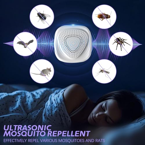 Fancysky Ultraschall Schädlingsbekämpfer 4er Set, Mückenschutz Ultraschall, Elektronischer Insektenschutz Innenräume, Milbenstecker, Effektive Abwehr gegen Mücken, Mäuse, Kakerlaken, Spinnen, Ameisen